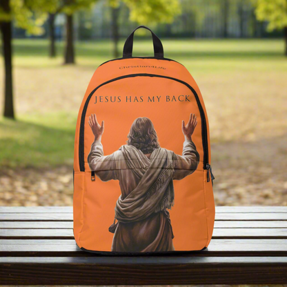 "Jesus Has My Back" Graphic design Christian Backpack (crusta, warm orange) Bags Christian4Life