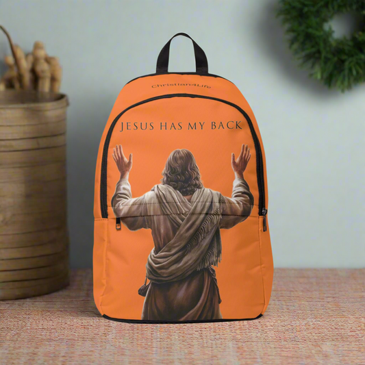 "Jesus Has My Back" Graphic design Christian Backpack (crusta, warm orange) Bags Christian4Life