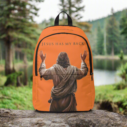 "Jesus Has My Back" Graphic design Christian Backpack (crusta, warm orange) Bags Christian4Life