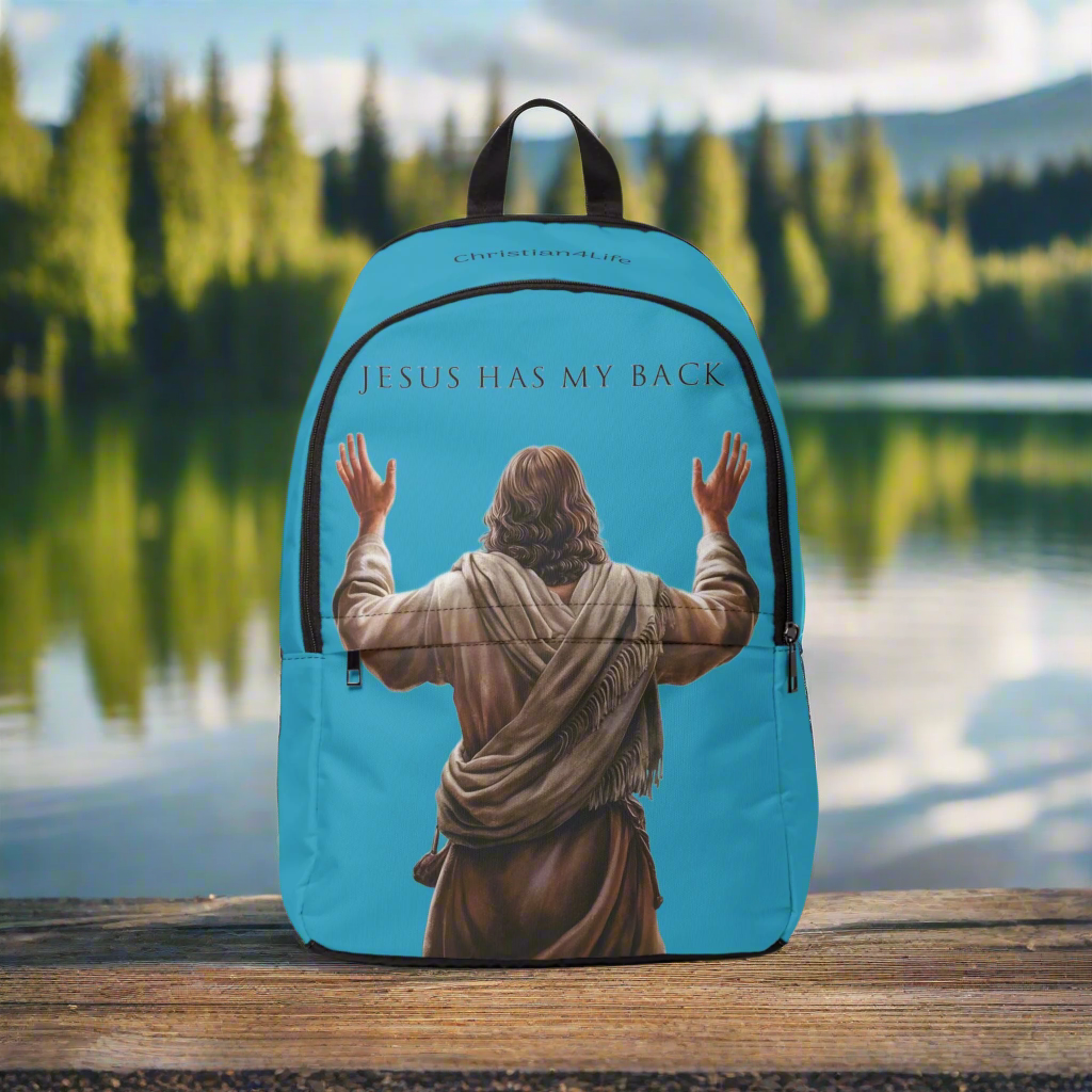 "Jesus Has My Back" design Christian Backpack (turquoise) Bags Christian4Life