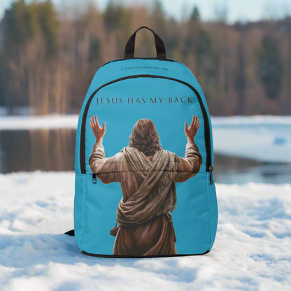 "Jesus Has My Back" design Christian Backpack (turquoise) Bags Christian4Life