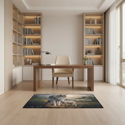 Wolf and Lamb Christian area rug / Mat 31" x 20" (choose from 3 designs) with Black Binding