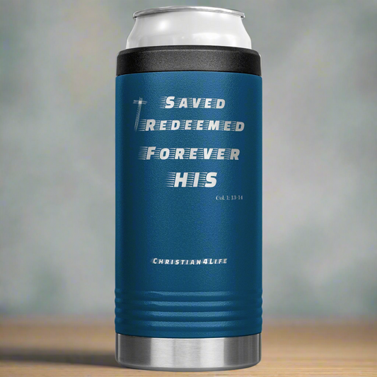 12oz Christian Cozie Insulated Tumbler -Saved, Redeemed, Forever His