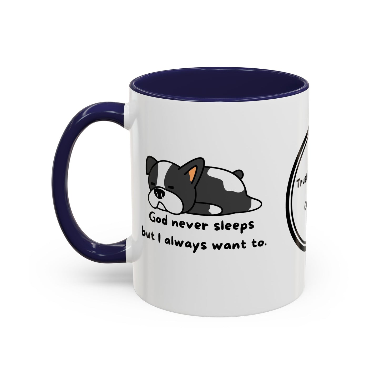 Christian "God never sleeps" 11 oz and 15oz Accent Mug, multiple colors, Christian Mug