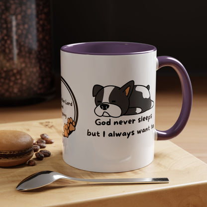 Christian "God never sleeps" 11 oz and 15oz Accent Mug, multiple colors, Christian Mug