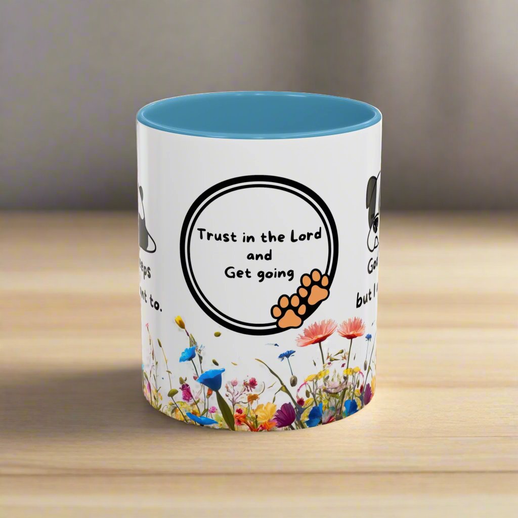 Christian 11oz and 15oz Accent Coffee Mug "God never sleeps" (with flowers) Mug Christian4Life