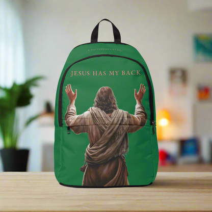 "Jesus Has My Back" design Christian Backpack (dark green) Bags Christian4Life