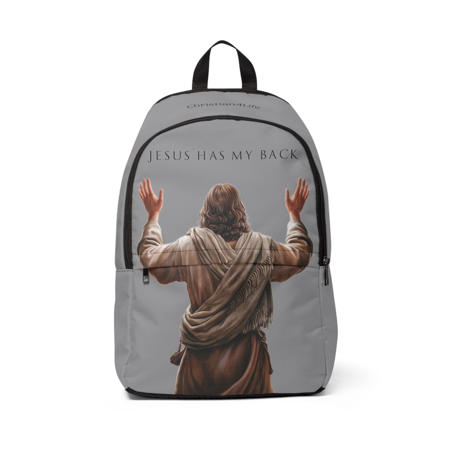 "Jesus Has My Back" Graphic design Christian Backpack (grey) Bags Christian4Life