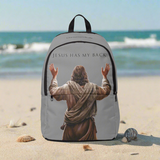 ’Jesus Has My Back’ Graphic design Christian Backpack (grey) - One size - Bags
