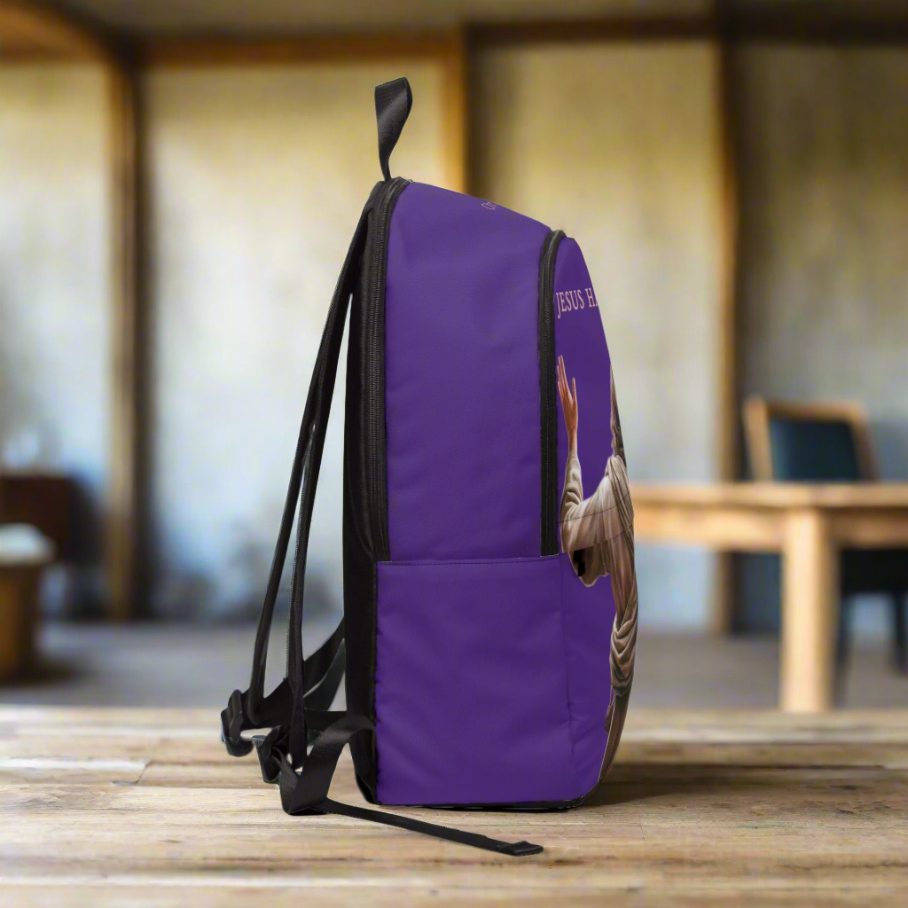 "Jesus Has My Back" Graphic design Christian Backpack (purple) Bags Christian4Life