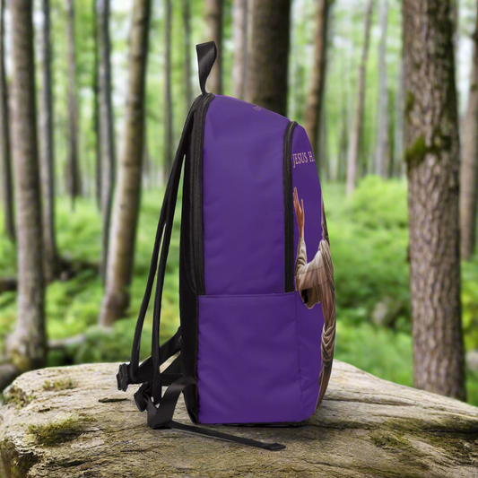 ’Jesus Has My Back’ Graphic design Christian Backpack (purple) - One size - Bags
