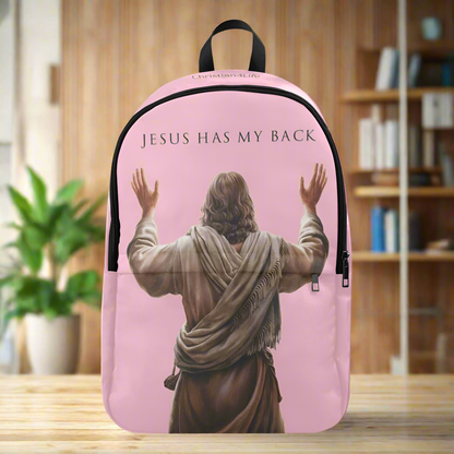 "Jesus Has My Back" Christian Backpack (Choose Pink Shade)