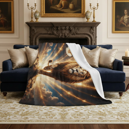 Lion of Judah, Holy Spirit, Clouds and Golden Rays -Ultra-Soft Micro Fleece Blanket (4 sizes)