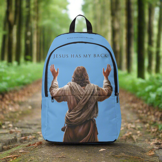 ’Jesus Has My Back’ design Christian Backpack (light blue) - One size - Bags