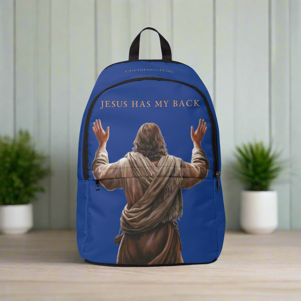 "Jesus Has My Back" design Christian Backpack (dark blue) Bags Christian4Life