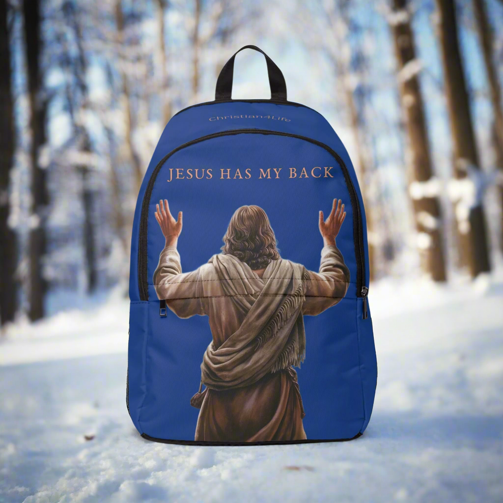 "Jesus Has My Back" design Christian Backpack (dark blue) Bags Christian4Life