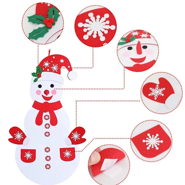 Felt Christmas Big Snowman 54pc Set, DIY Felt Christmas Hanging Decorations Home Decor Christian4Life