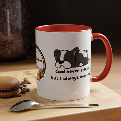 Christian "God never sleeps" 11 oz and 15oz Accent Mug, multiple colors, Christian Mug
