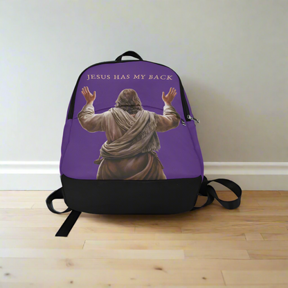 "Jesus Has My Back" Christian Backpack (Choose Purple Shade)