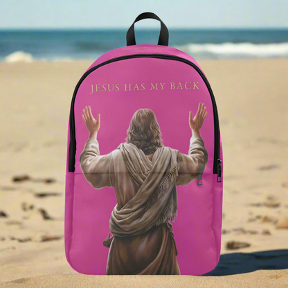 "Jesus Has My Back" Christian Backpack (Choose Pink Shade)