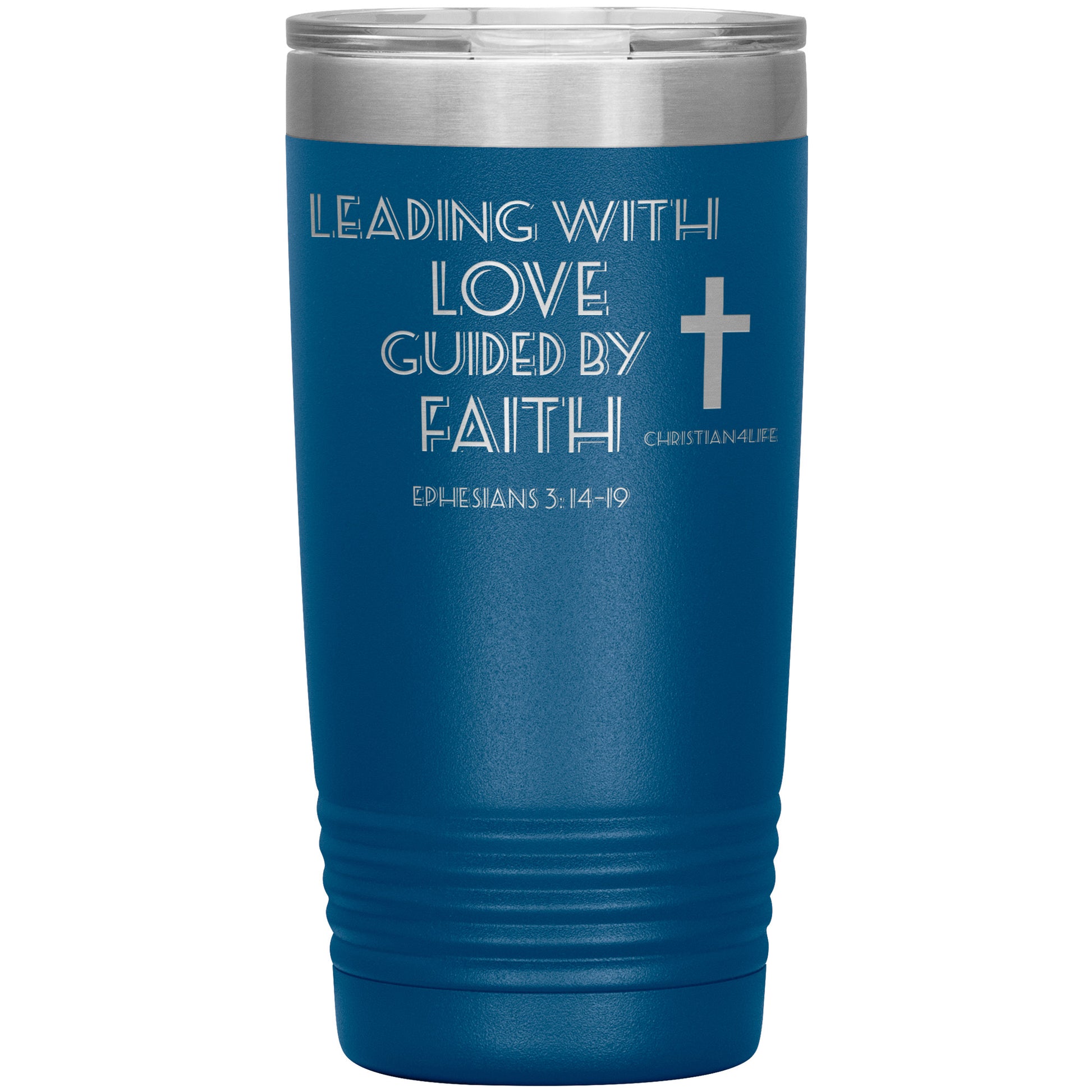 20oz Christian Insulated Tumbler -Leading with Love - Blue - Tumblers