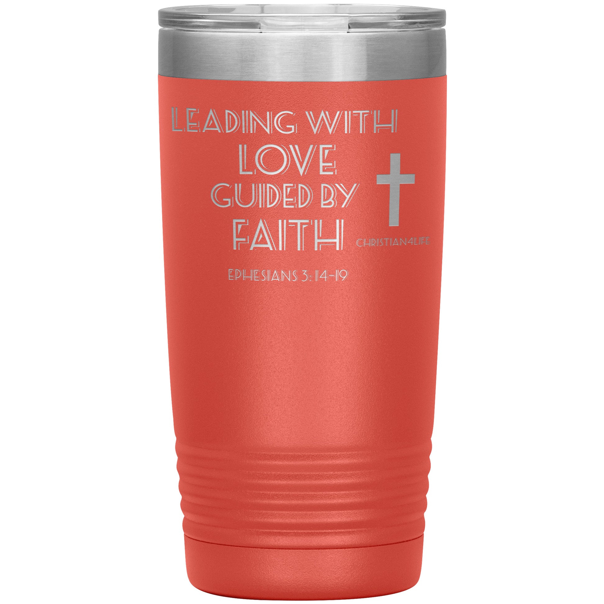 20oz Christian Insulated Tumbler -Leading with Love - Coral - Tumblers