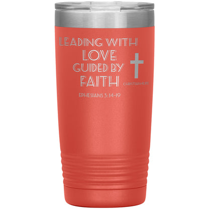 20oz Christian Insulated Tumbler -Leading with Love - Coral - Tumblers