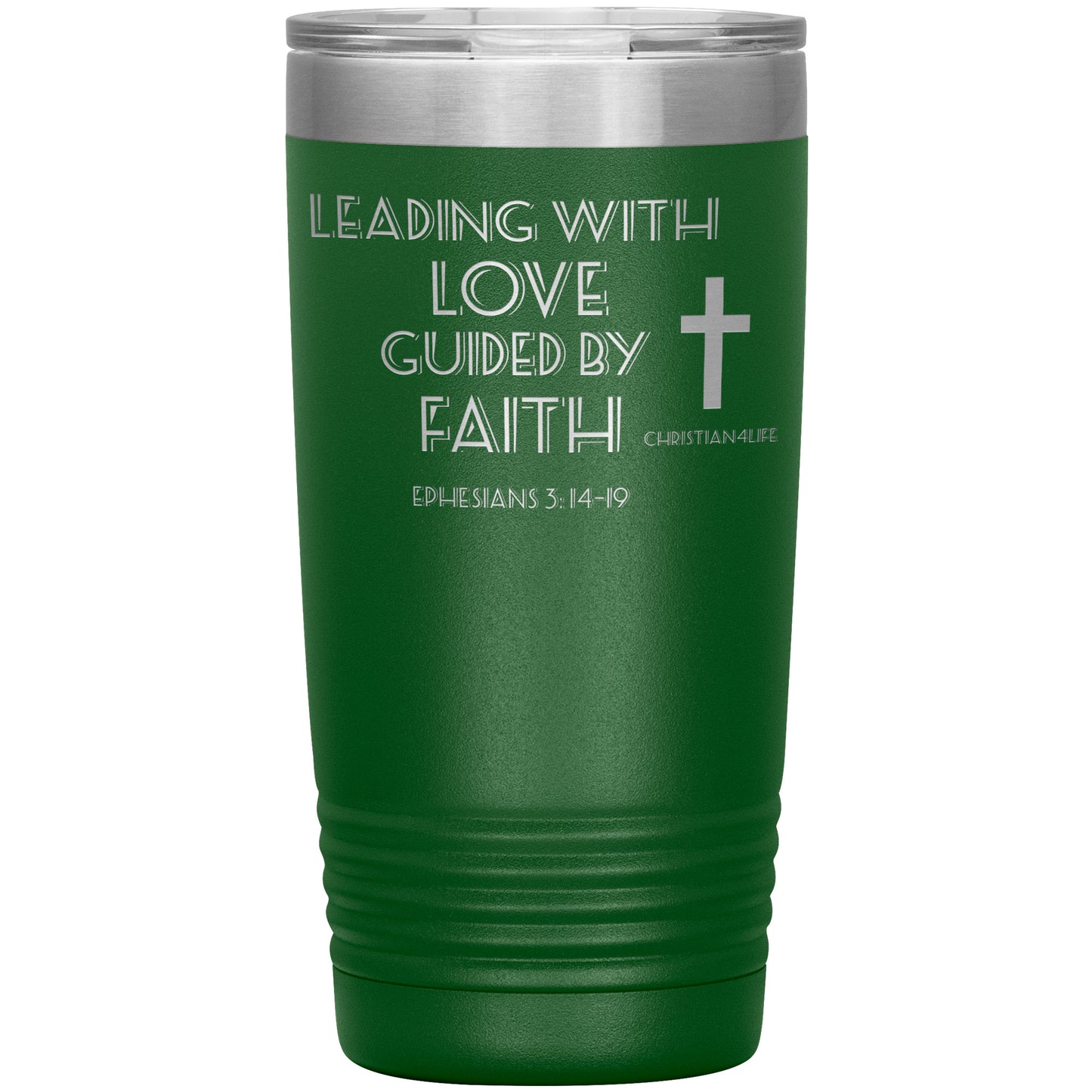 20oz Christian Insulated Tumbler -Leading with Love - Green - Tumblers