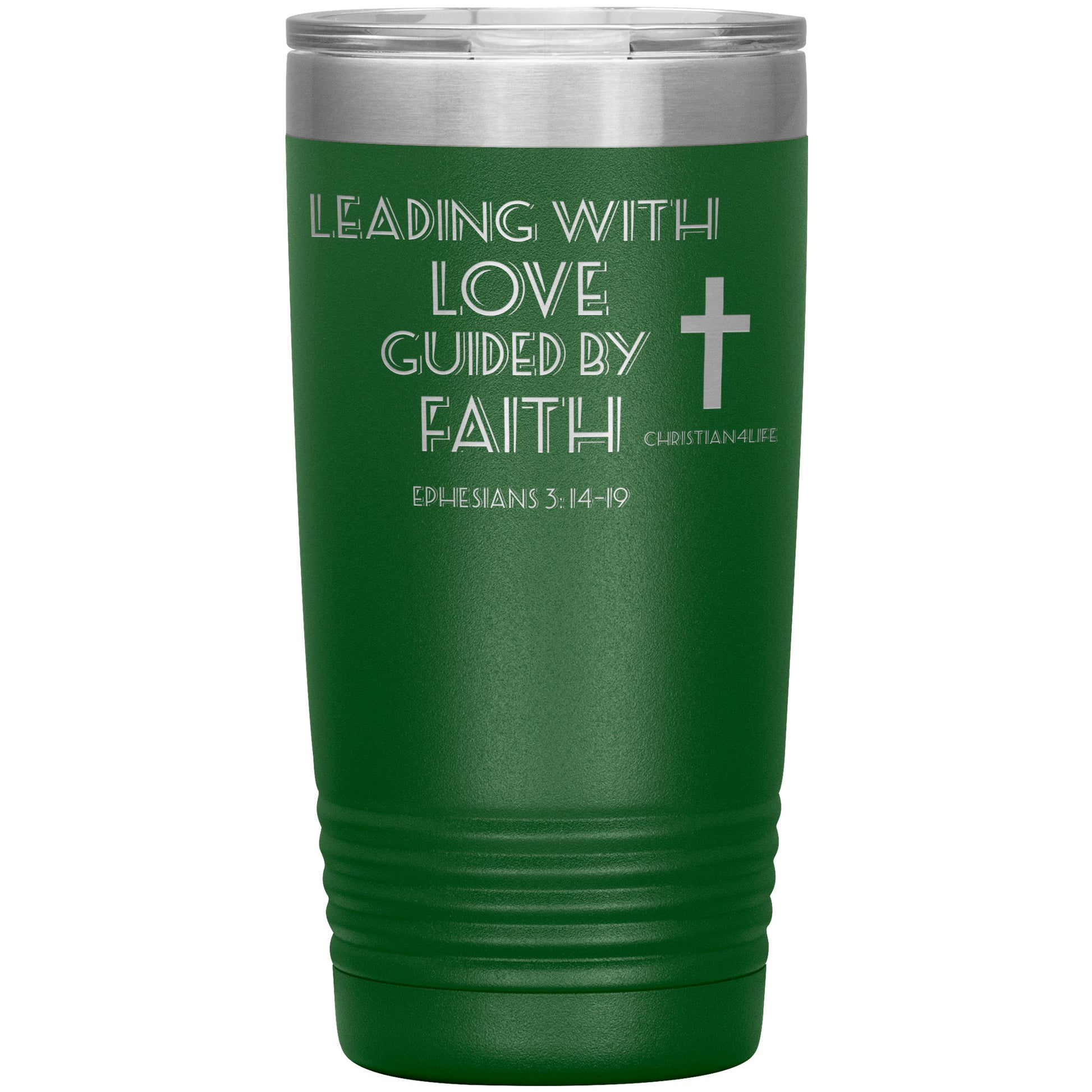 20oz Christian Insulated Tumbler -Leading with Love - Green - Tumblers