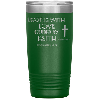 20oz Christian Insulated Tumbler -Leading with Love - Green - Tumblers