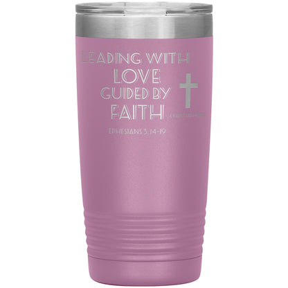 20oz Christian Insulated Tumbler -Leading with Love - Light Purple - Tumblers