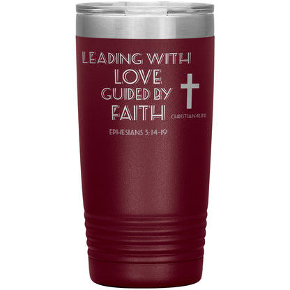 20oz Christian Insulated Tumbler -Leading with Love - Maroon - Tumblers