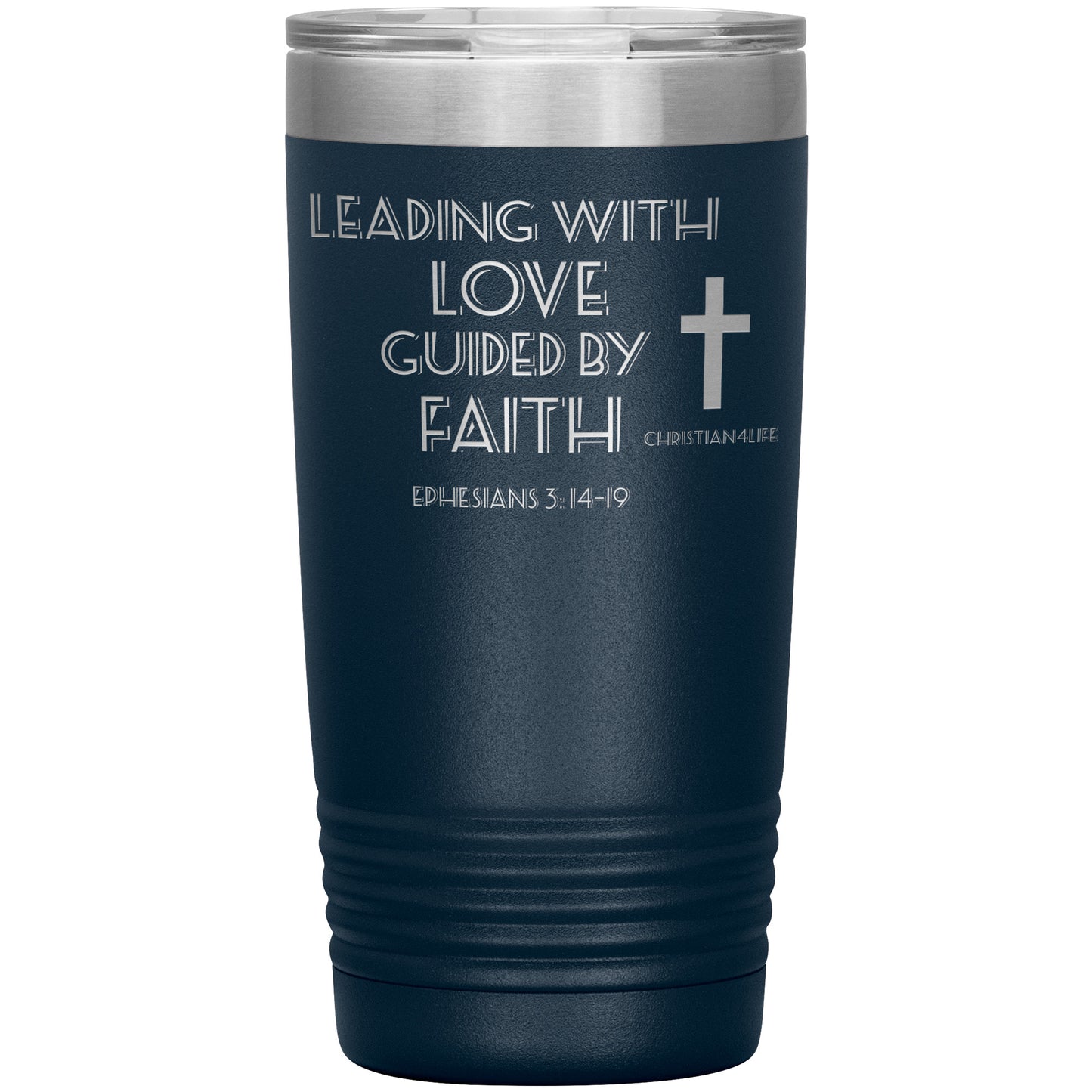 20oz Christian Insulated Tumbler -Leading with Love - Navy - Tumblers