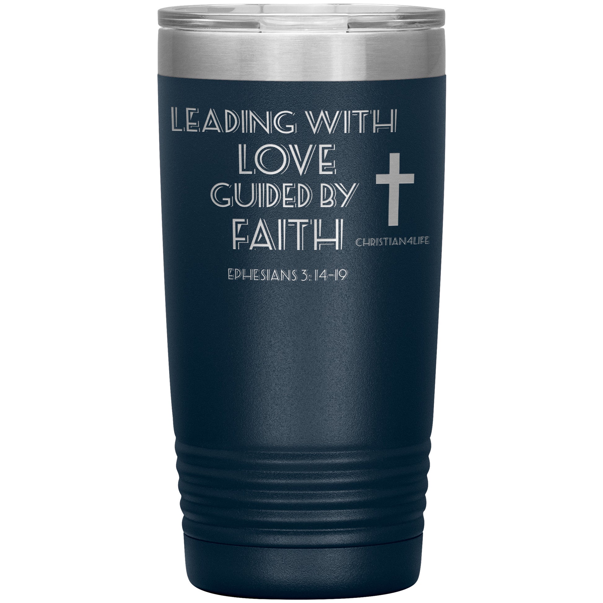 20oz Christian Insulated Tumbler -Leading with Love - Navy - Tumblers