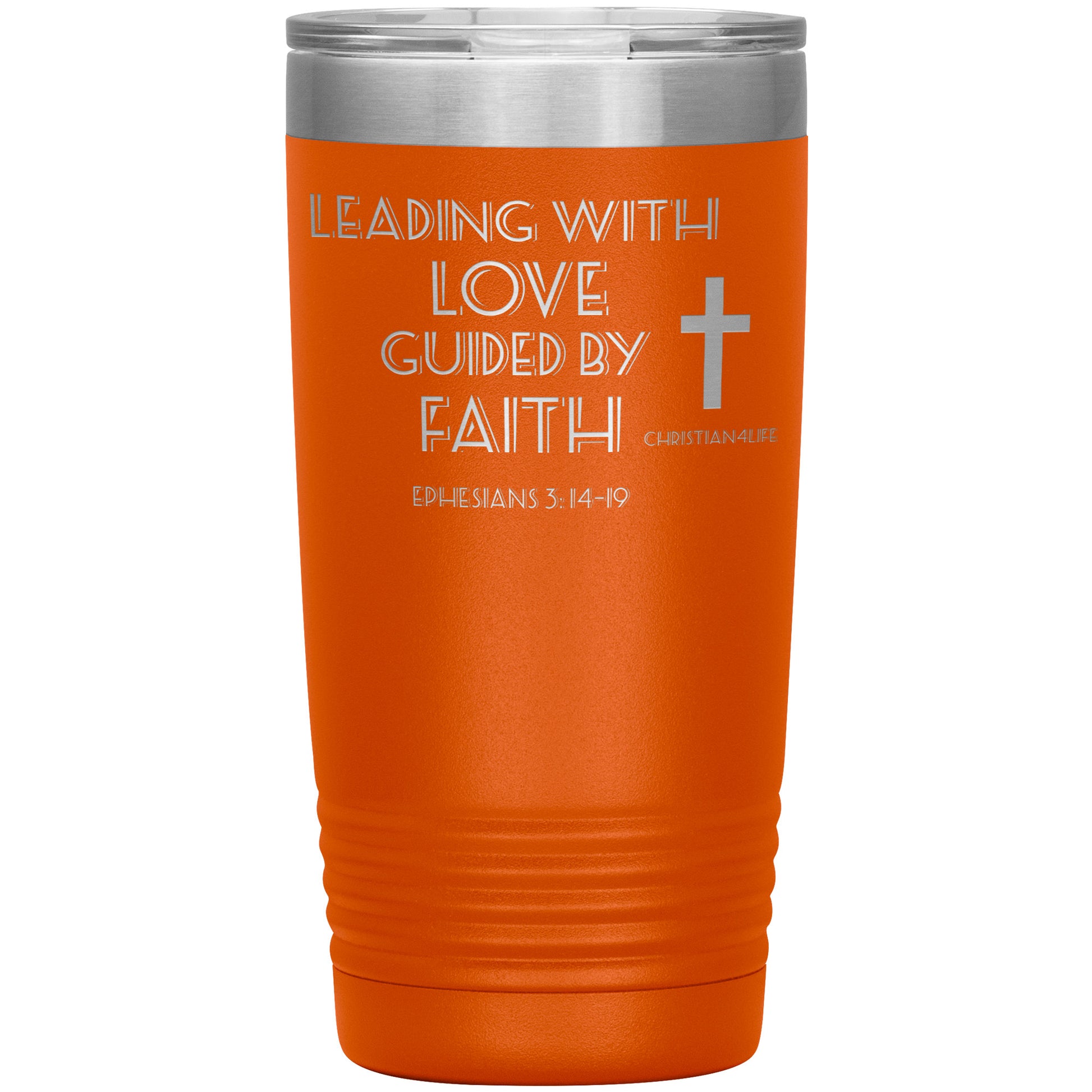 20oz Christian Insulated Tumbler -Leading with Love - Orange - Tumblers