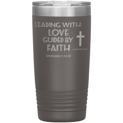 20oz Christian Insulated Tumbler -Leading with Love - Pewter - Tumblers