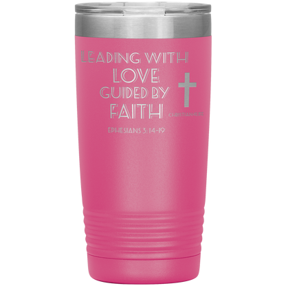 20oz Christian Insulated Tumbler -Leading with Love - Pink - Tumblers