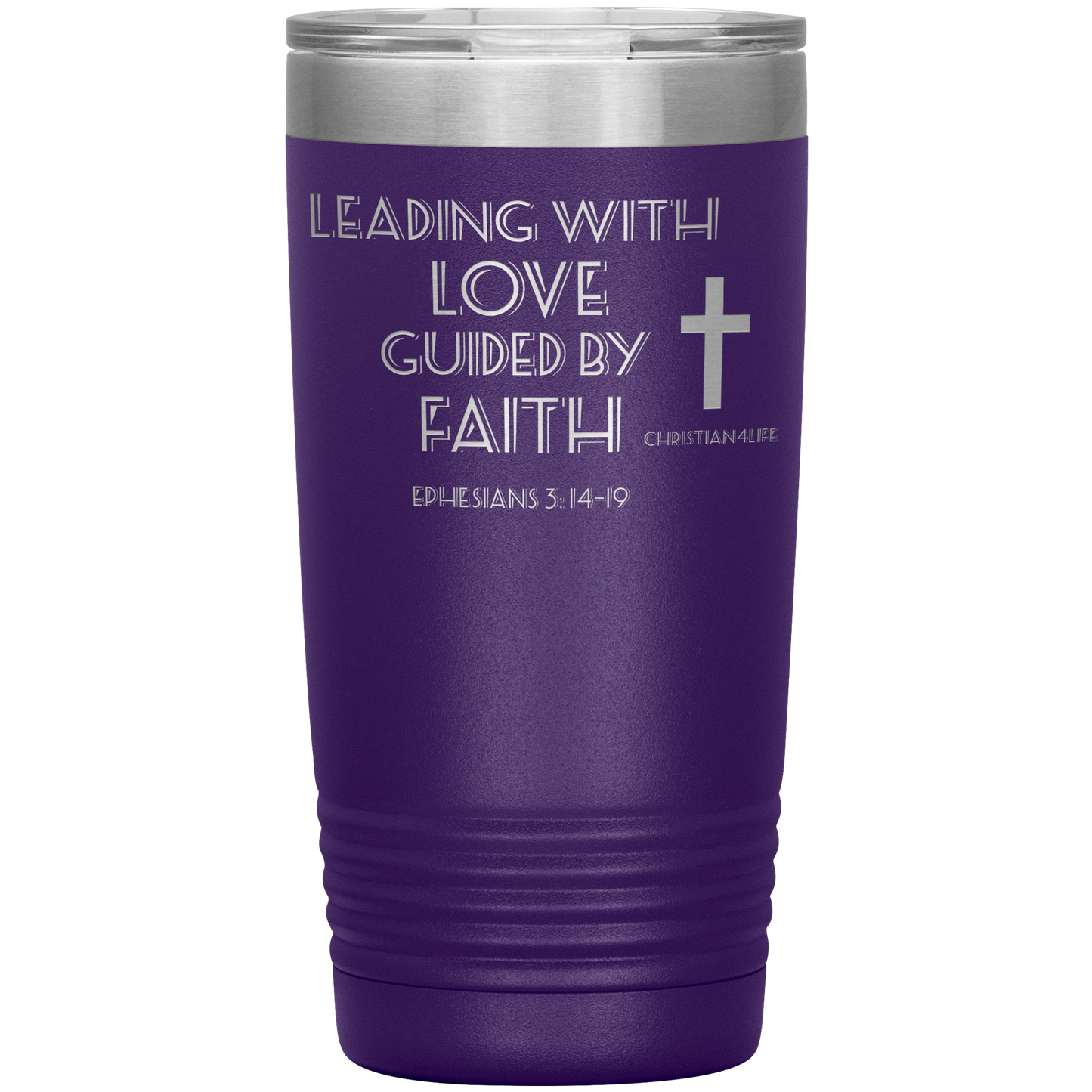20oz Christian Insulated Tumbler -Leading with Love - Purple - Tumblers