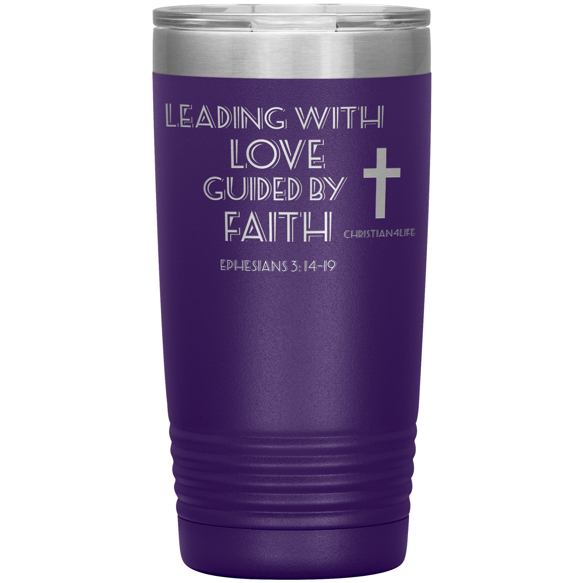 20oz Christian Insulated Tumbler -Leading with Love - Purple - Tumblers
