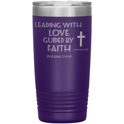 20oz Christian Insulated Tumbler -Leading with Love - Purple - Tumblers