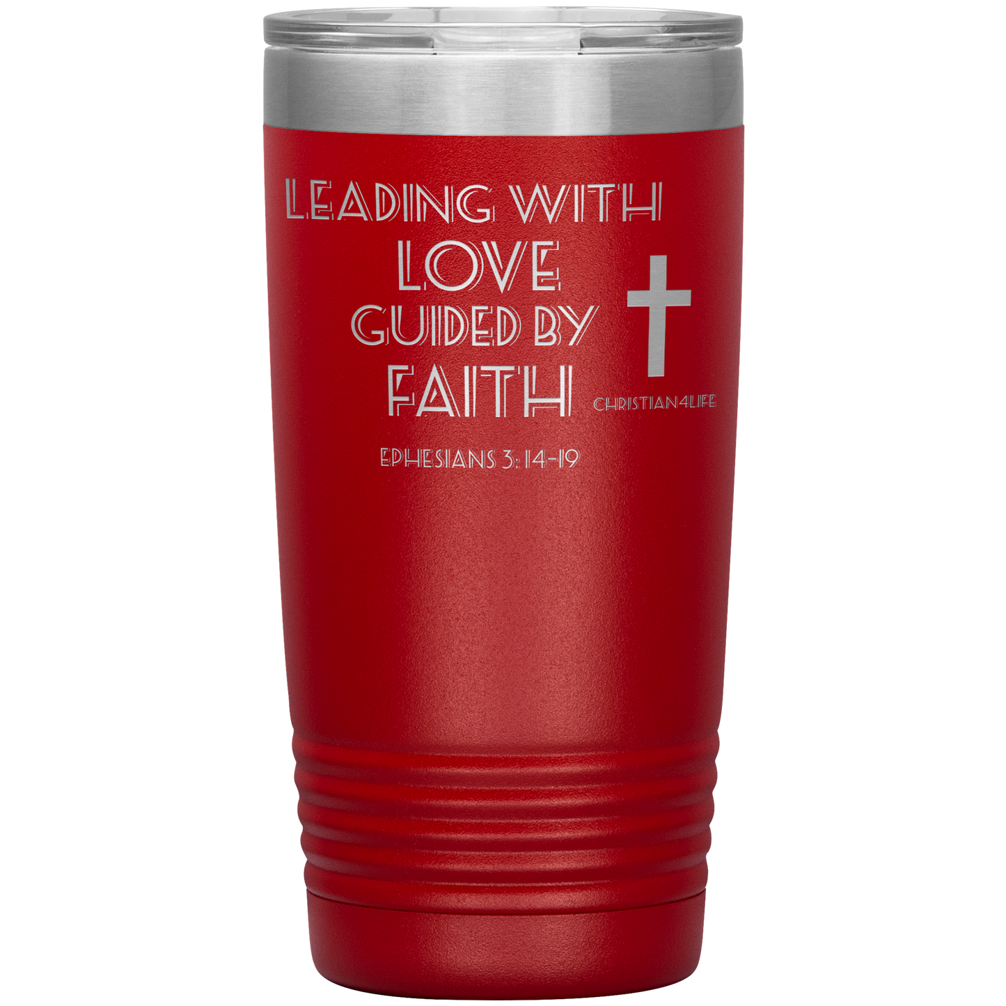20oz Christian Insulated Tumbler -Leading with Love - Red - Tumblers