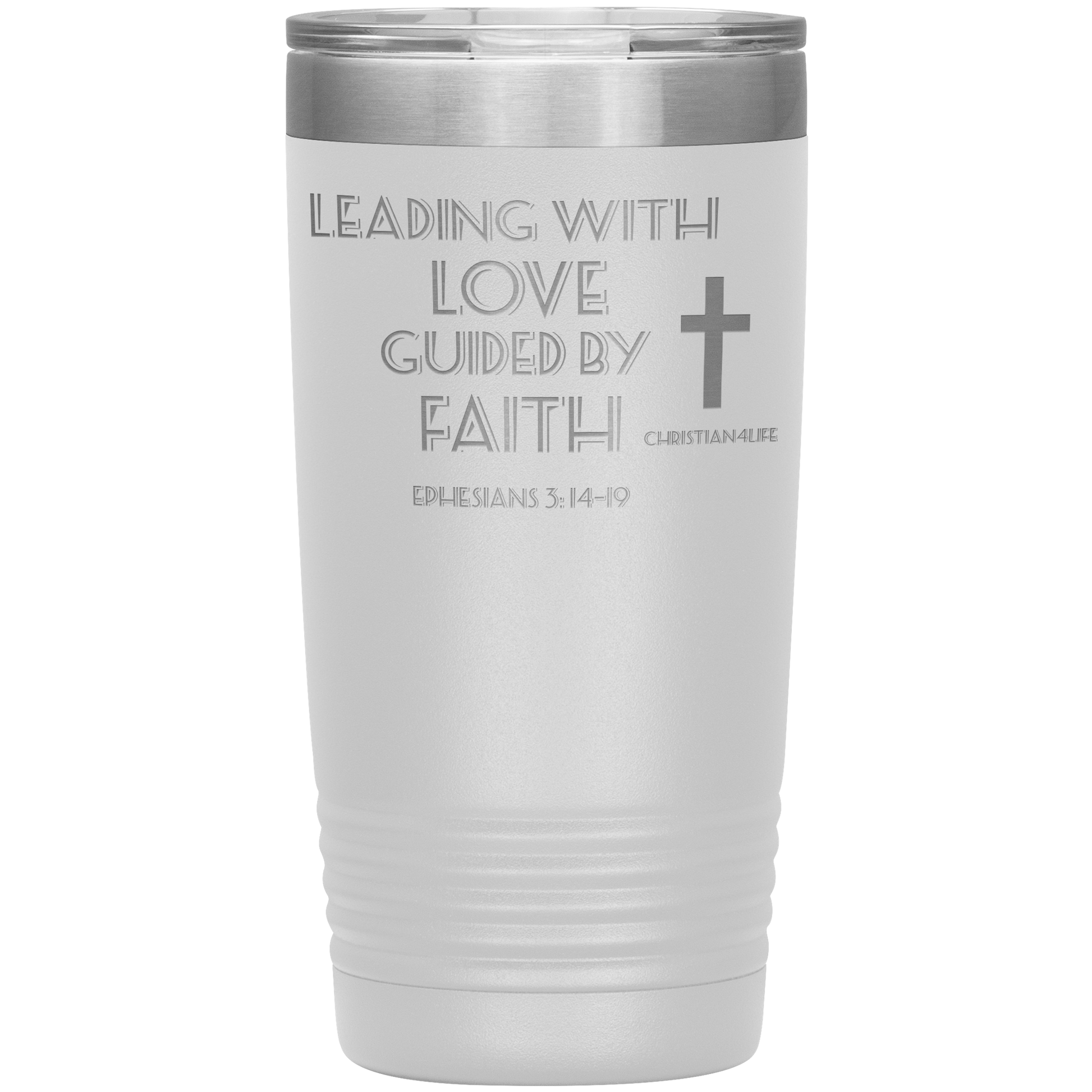 20oz Christian Insulated Tumbler -Leading with Love - White - Tumblers