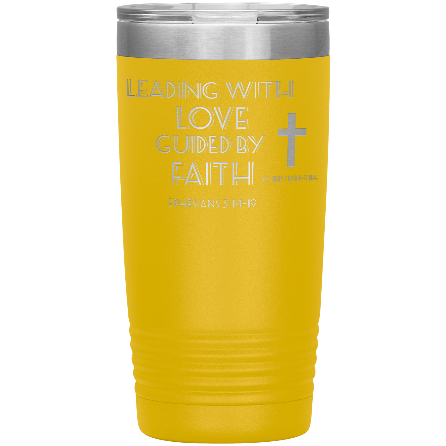 20oz Christian Insulated Tumbler -Leading with Love - Yellow - Tumblers