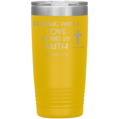 20oz Christian Insulated Tumbler -Leading with Love - Yellow - Tumblers