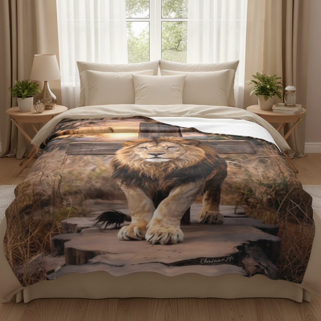 Lion of Judah Rock and Cross - Ultra-Soft Micro Fleece Blanket (multiple sizes)