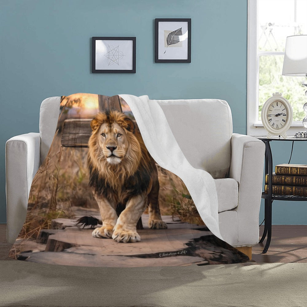 Lion of Judah Rock and Cross - Ultra-Soft Micro Fleece Blanket (multiple sizes)