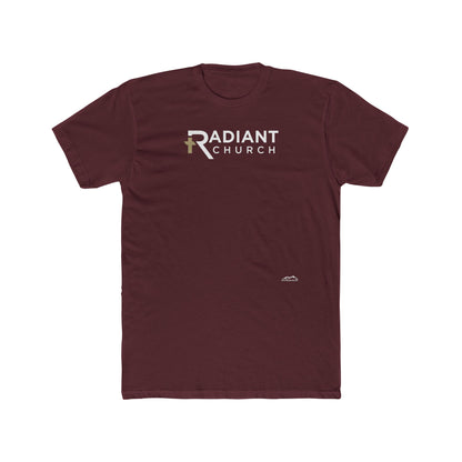 Maroon t-shirt with 'Radiant Church' logo on a white background