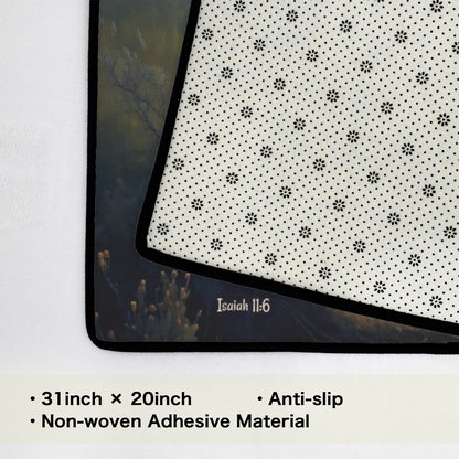 Wolf and Lamb Christian area rug / Mat 31" x 20" (choose from 3 designs) with Black Binding