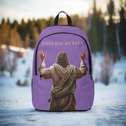 "Jesus Has My Back" Christian Backpack (light purple) Bags Christian4Life