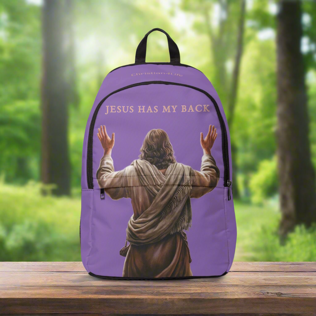 "Jesus Has My Back" Christian Backpack (light purple) Bags Christian4Life